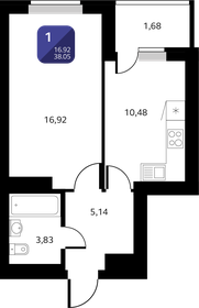 38,1 м², 1-комнатная квартира 4 185 500 ₽ - изображение 53