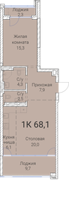 68,1 м², 1-комнатная квартира 12 502 200 ₽ - изображение 77