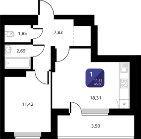 45,6 м², 1-комнатная квартира 5 016 000 ₽ - изображение 8