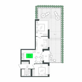 Квартира 92,5 м², 2-комнатная - изображение 1