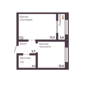 Квартира 38,1 м², 1-комнатная - изображение 1