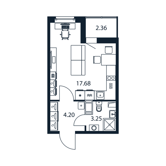 26,3 м², квартира-студия 4 560 888 ₽ - изображение 1