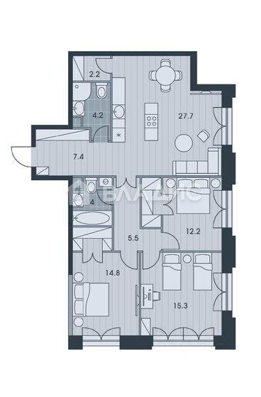 93,7 м², 4-комнатная квартира 40 900 000 ₽ - изображение 1