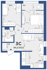 58,5 м², 3-комнатная квартира 7 200 000 ₽ - изображение 104