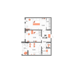 56 м², 2-комнатная квартира 9 200 000 ₽ - изображение 18