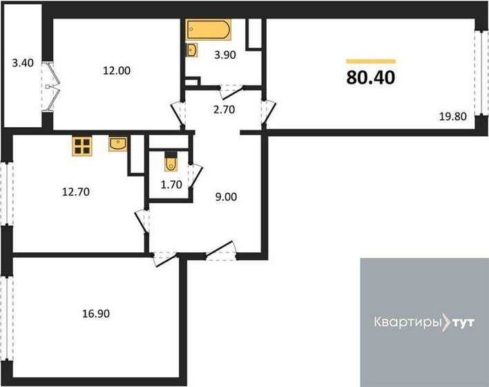 80,4 м², 3-комнатная квартира 8 424 954 ₽ - изображение 13