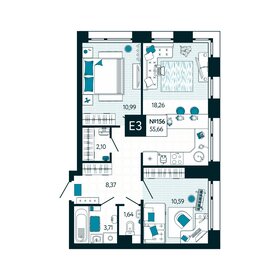 55,7 м², 2-комнатная квартира 6 790 520 ₽ - изображение 35