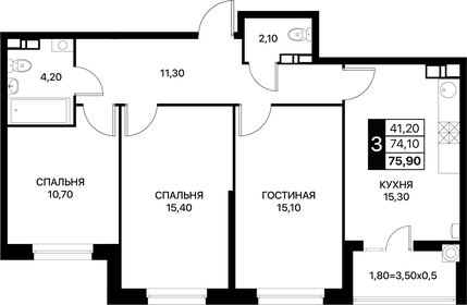 80 м², 3-комнатная квартира 8 000 000 ₽ - изображение 81