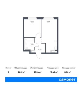 Квартира 34,3 м², 1-комнатная - изображение 1