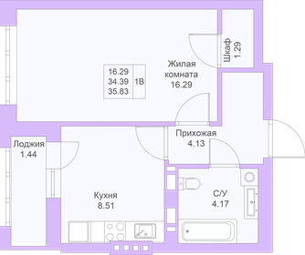 31,9 м², 1-комнатная квартира 7 469 280 ₽ - изображение 3