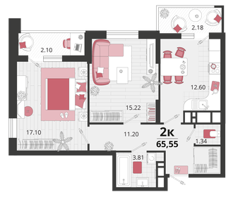 64,4 м², 2-комнатная квартира 9 867 921 ₽ - изображение 17