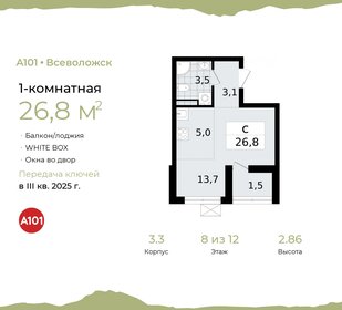 Квартира 26,8 м², студия - изображение 1