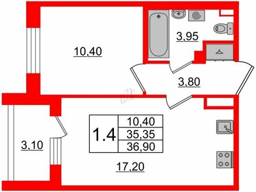 Квартира 35,4 м², 1-комнатная - изображение 1