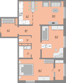 76,2 м², 3-комнатная квартира 4 572 000 ₽ - изображение 27