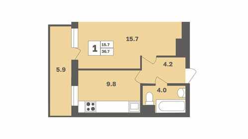 35,9 м², 1-комнатная квартира 3 496 323 ₽ - изображение 73