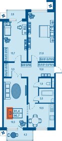 Квартира 91,4 м², 3-комнатная - изображение 1