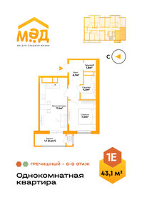 Квартира 43,1 м², 1-комнатная - изображение 1