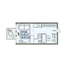 Квартира 24 м², студия - изображение 1