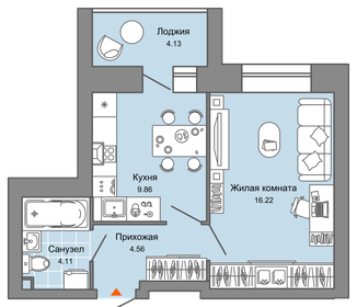 Квартира 37 м², 1-комнатная - изображение 1