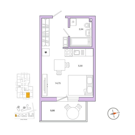 25,3 м², 1-комнатная квартира 5 350 534 ₽ - изображение 1