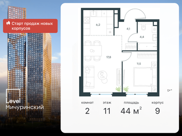 45 м², 2-комнатная квартира 16 400 000 ₽ - изображение 9