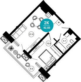 49,3 м², 2-комнатные апартаменты 26 000 000 ₽ - изображение 47