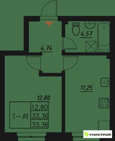 Квартира 33,4 м², 1-комнатная - изображение 1