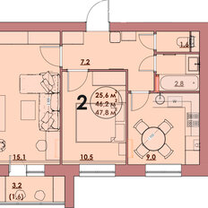 Квартира 47,8 м², 2-комнатная - изображение 2