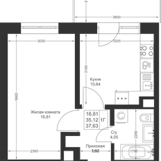 Квартира 37,6 м², 1-комнатная - изображение 2