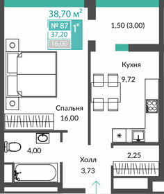 Квартира 37,2 м², 1-комнатная - изображение 1