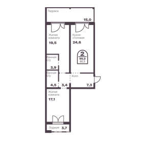 Квартира 80,3 м², 2-комнатная - изображение 1