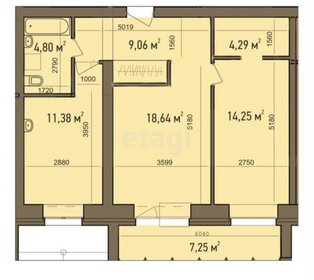 Квартира 62,1 м², 2-комнатная - изображение 1