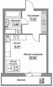 Квартира 32 м², студия - изображение 1