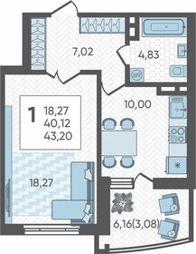 Квартира 43,2 м², 1-комнатная - изображение 1