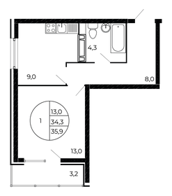 35,9 м², 1-комнатная квартира 4 512 630 ₽ - изображение 65