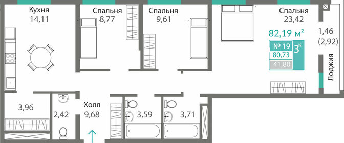 Квартира 80,7 м², 3-комнатная - изображение 1