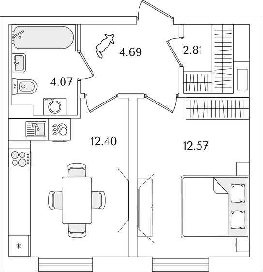 36,5 м², 1-комнатная квартира 8 929 060 ₽ - изображение 1