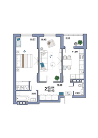 66,1 м², 2-комнатная квартира 5 631 050 ₽ - изображение 19