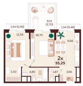 55,3 м², 2-комнатная квартира 27 070 000 ₽ - изображение 16