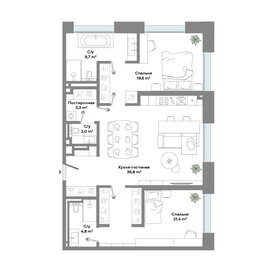 Квартира 97,6 м², 2-комнатные - изображение 1