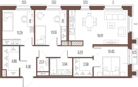 82,1 м², 3-комнатная квартира 23 300 000 ₽ - изображение 120