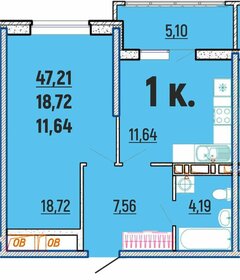 47,2 м², 1-комнатная квартира 9 442 000 ₽ - изображение 23