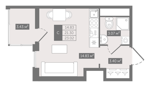 27 м², квартира-студия 15 236 883 ₽ - изображение 74