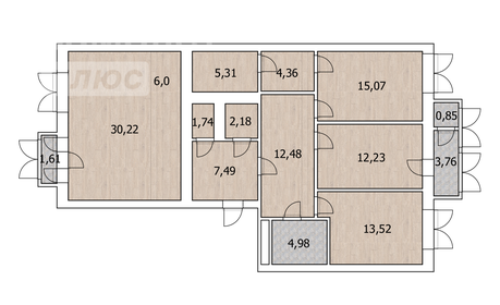 Квартира 118 м², 4-комнатная - изображение 1