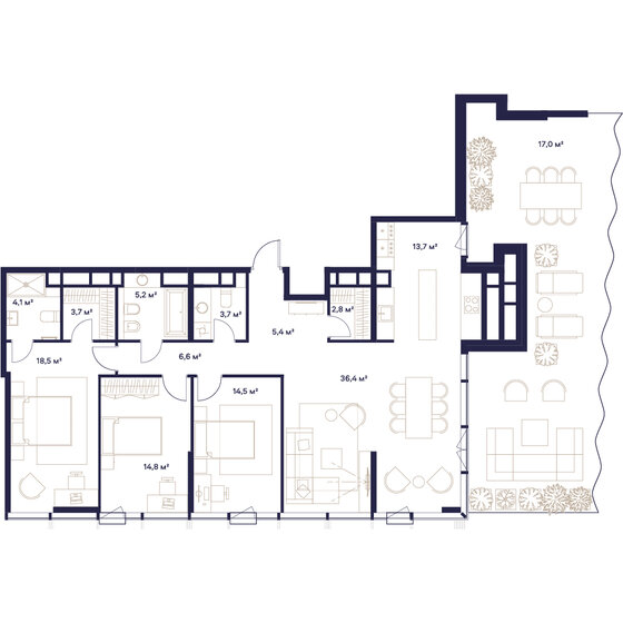 146,4 м², 4-комнатная квартира 113 513 600 ₽ - изображение 1