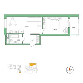 42,9 м², 1-комнатная квартира 9 400 000 ₽ - изображение 54