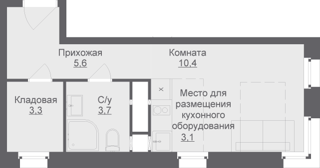 26,1 м², апартаменты-студия 5 419 801 ₽ - изображение 1