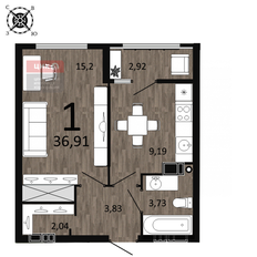 Квартира 36,9 м², 1-комнатная - изображение 2