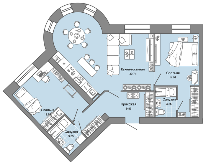 77 м², 3-комнатная квартира 7 581 150 ₽ - изображение 1