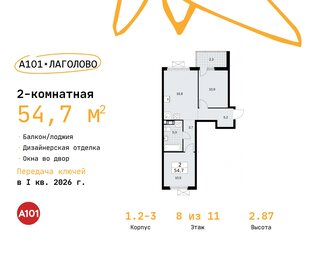 54,7 м², 2-комнатная квартира 7 602 395 ₽ - изображение 11